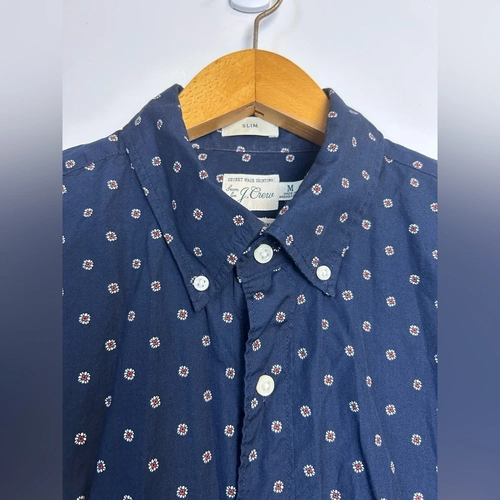 J. Crew by Lewn 100s 2‎ ply Yarn Shirt Mens M Slim Secret Wash Button up Floral
